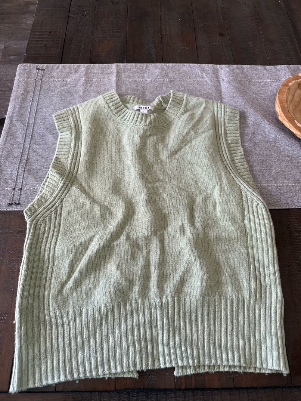 Pistola Leandra Tank Sage Green Knit Sleeveless Crewneck Sweater Vest